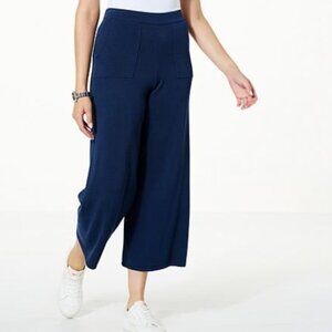 Wynne Layers Burnt Orange Wide Leg Knit Lounge Pull On Pocket Pants 1X
